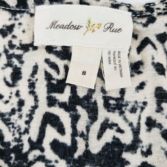 Meadow Rue Anthropologie SIZE S Faux Wrap 3/4 Sleeve Blouse Top Ruched Side Blac - Picture 5 of 11